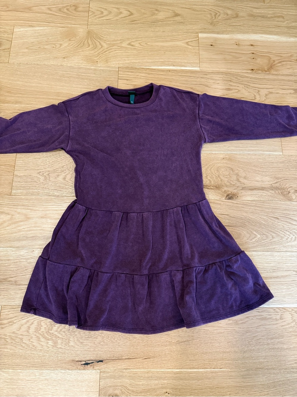 Purple Tiered Long-Sleeve Dress